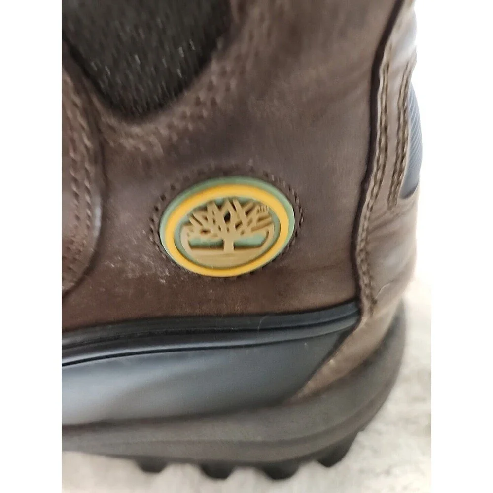 Timberland Mens 10.5 Waterproof Brown Leather Winter Snow Boots Rubber Durable